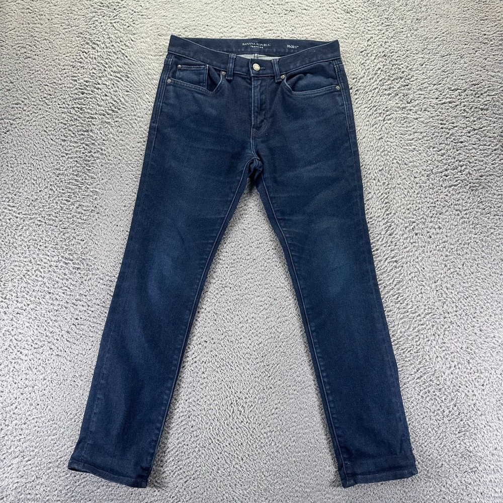 Banana Republic Traveler Jeans Men 30x30 Blue Cotton Denim Straight Slim Stretch